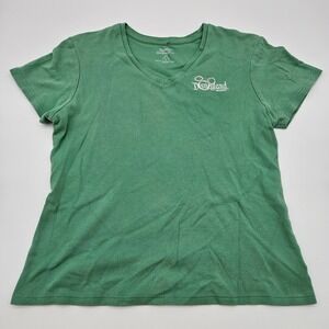 Disneyland Resort Green V Neck T Shirt Top Embroidered Logo Women's‎ Large